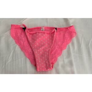 NWOT VS PINK Lace Back Bikini Heart Print Light Pink XS Rare 2011